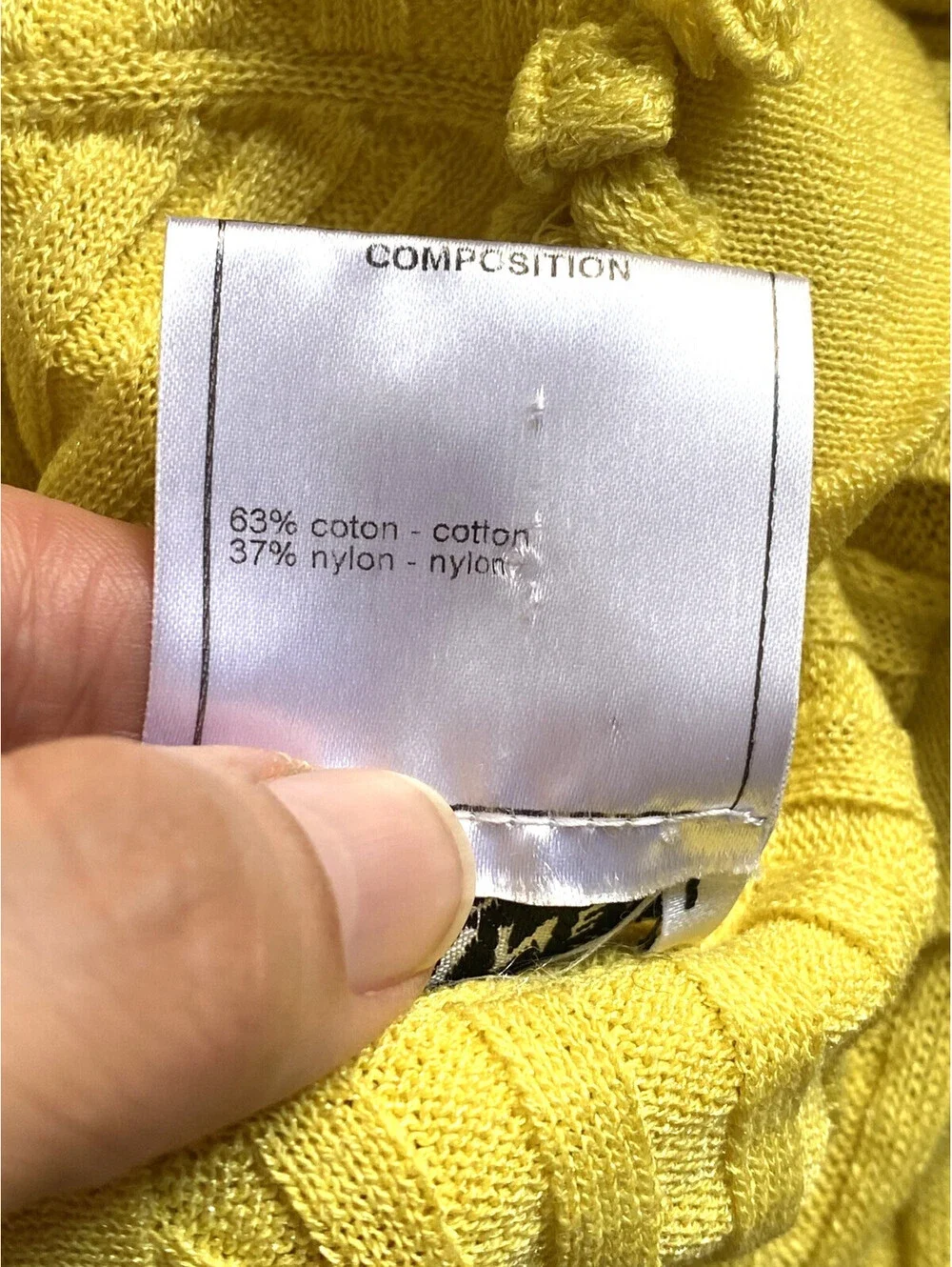Vintage Chanel 09P Yellow Ribbed Knit Cardigan Sweater Dress FR-34 Button Ruffle